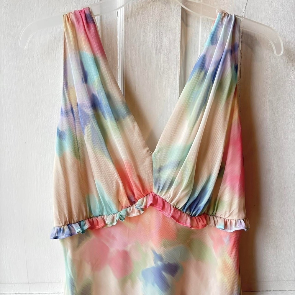Taylor Maxi Dress Womens 12 Empire Waist Watercolor Tie Dye Lined Wedding - Picture 3 of 8